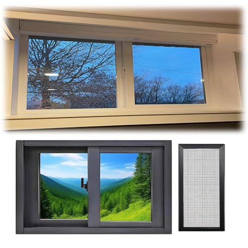 20\" 26\" 30\" 34\" 38\" 40\" Replacement Basement Window for Houses - Small Basement Shed Chicken Coops Window, Bathroom Slider Window, Flush Mount Windows(Black,36x24in)