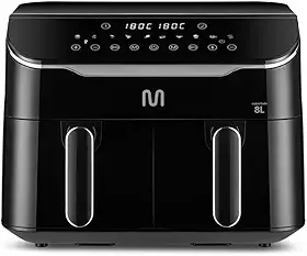 Fritadeira Elétrica sem óleo Air Fryer 8L 1800W 220V com 2 Gavetas de 4L Cada Multi - GO220