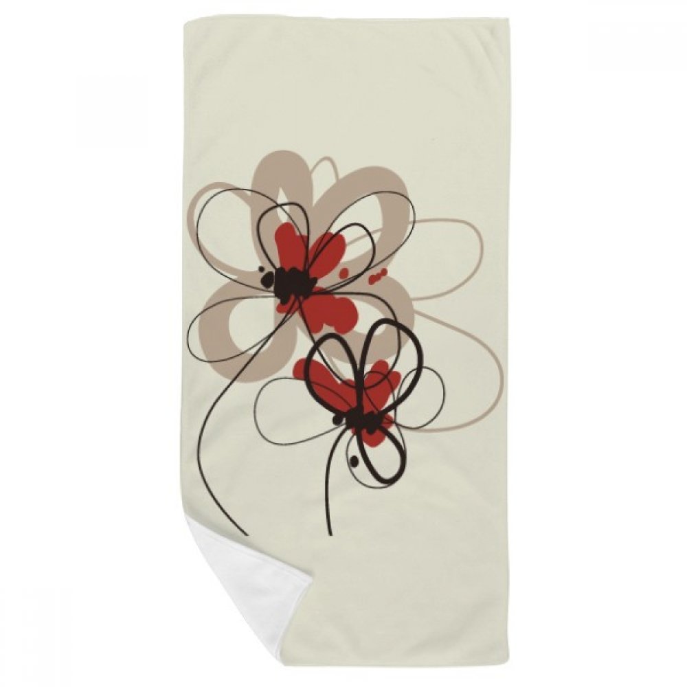 Serviette de bain douce motif peinture pavot fleurs multicolor drap de toilette 35x70cm