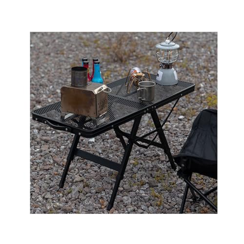 Mesa de parrilla portátil de altura ajustable, mesa auxiliar plegable ligera para camping, barbacoa al aire libre, jardín, patio, construcción de metal, 90 x 60 cm