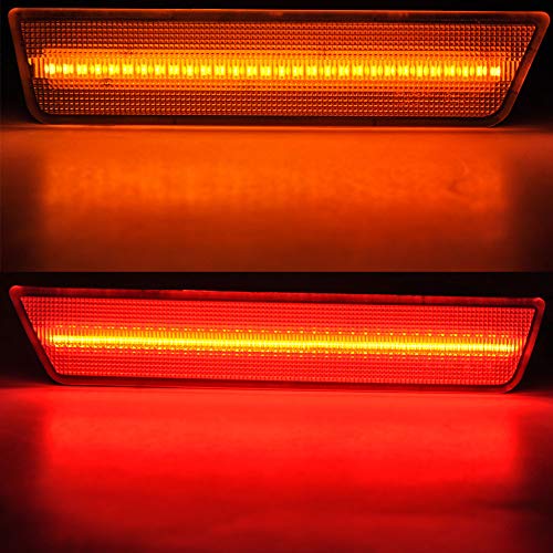 Smoked Lens Challenger Amber/Red Front Rear LED Side Marker Light Kits for Dodge Challenger 2008 2009 2010 2011 2012 2013 2014 180-SMD LED Turn Signal Driver and Passenger Sidemarker Lamps Replacement - Thumbnail 5