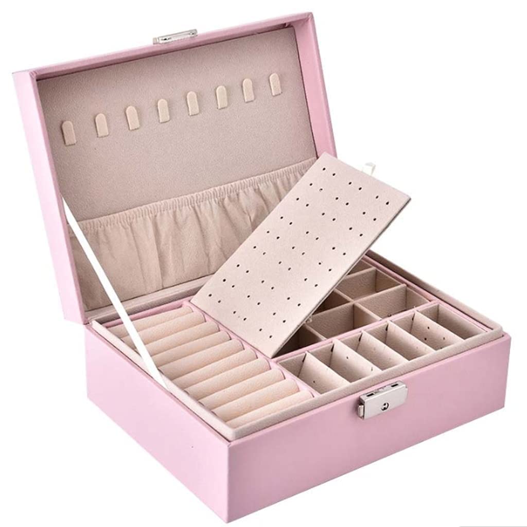 Boîte à bijoux en cuir double couche pour transporter vos bagues et colliers
