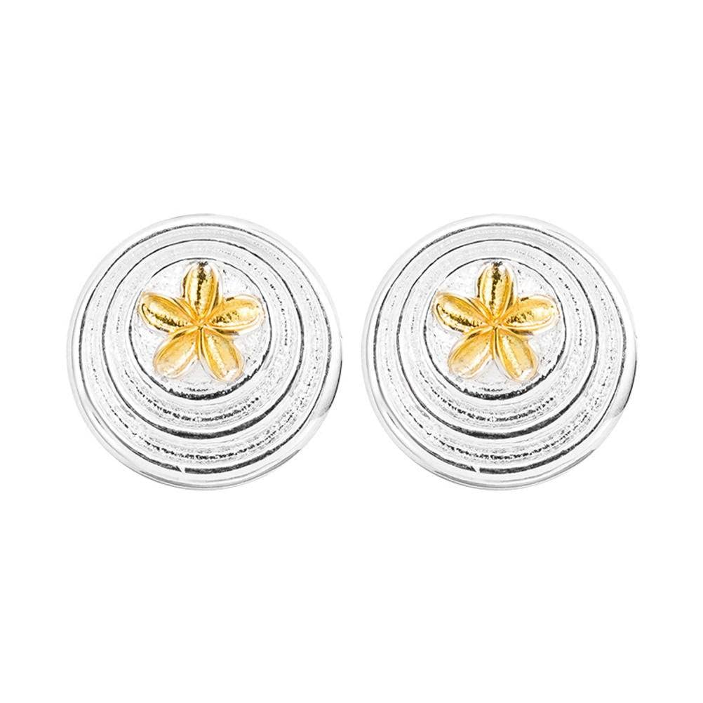 Boucles d'oreilles fleur de pêcher dorée argent S925 style ethnique classique