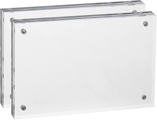 PATIKIL Marco de fotos flotante, 2.2 x 3.2 pulgadas, paquete de 2 marcos de fotos de escritorio sin marco, marco de acrílico magnético de doble cara