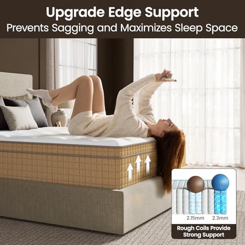 Image of BedStory 14 inch Medium Firm King Mattress, Deep Sleep Hybrid Mattresses in a Box, Zoned Lumbar Support for & Back Pain Relief, Made in USA, CertiPUR-US Certified, 365 Night Trial, 10-Year Warranty