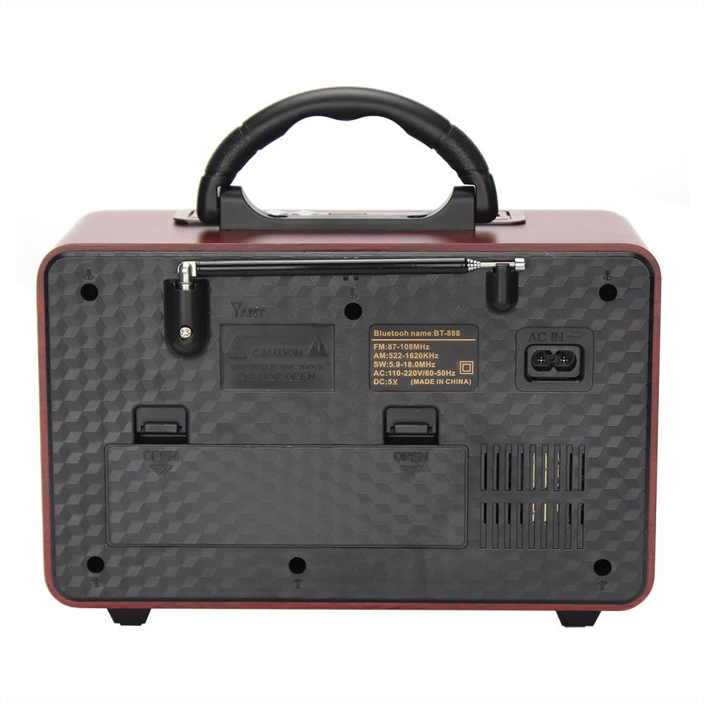 Radio Retro con Bluetooth, Altavoz pequeño, Radio portátil de Escritorio for Personas Mayores, Reproductor de inserción de Tarjeta, Radio FM semiconductora