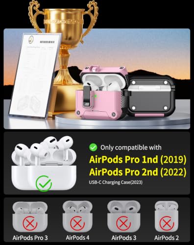 Image of Pohgelan for AirPods 2nd /1st Case with Safety Lock-Pink | Magnetic Automatic Lock with Cleaning Kit&Keychain,Compatible with Magsafe