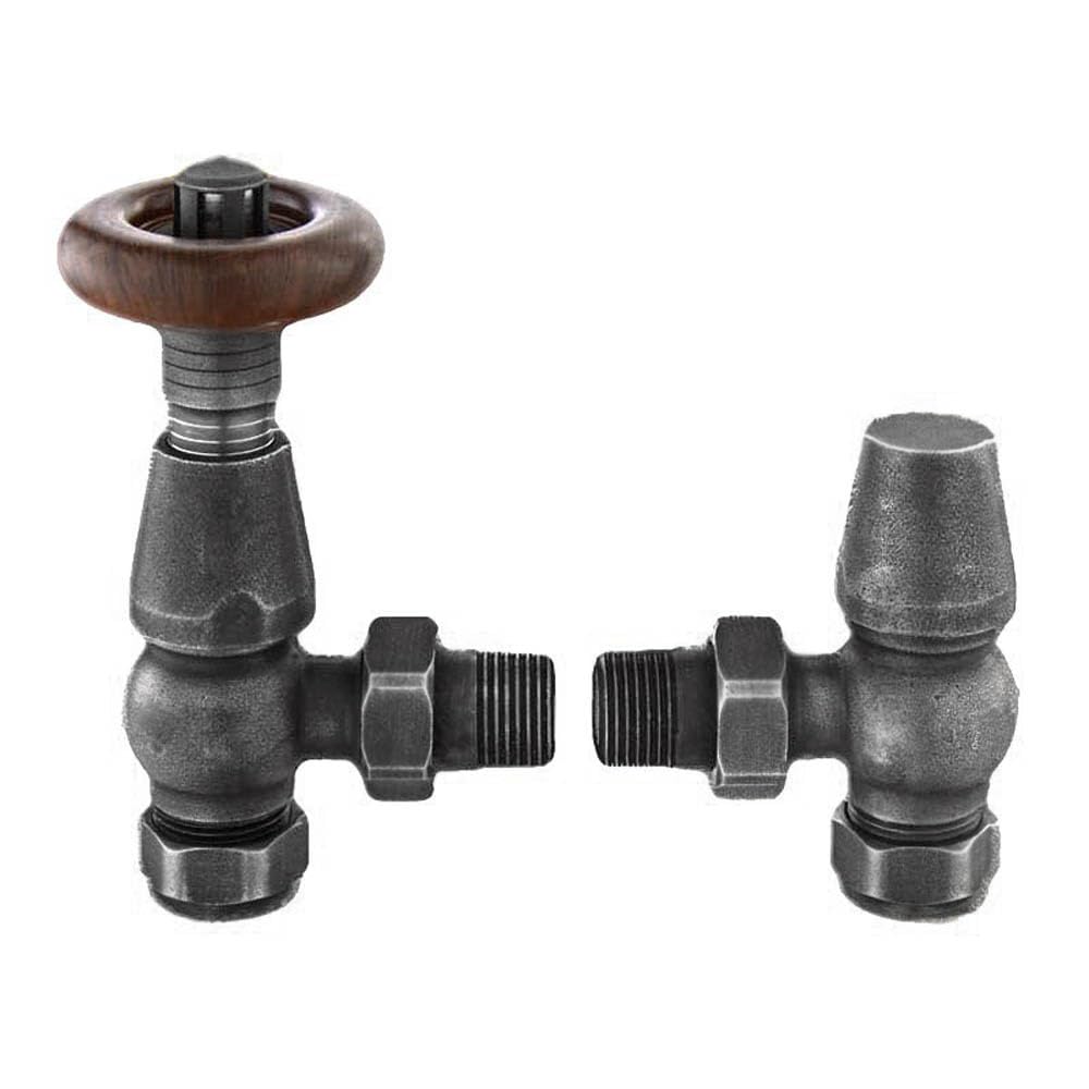 Lux Heat Angled Pewter Traditional Thermostatic Radiator Valve (TRV) Set