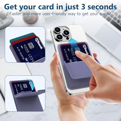 Image of Asstar Magnetic Wallet Compatible with MagSafe Wallet for 3 Cards, Purple