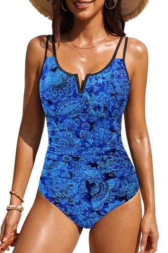 Image of Yonique Womens One Piece Swimsuit Tummy Control - Slimming Bathing Suit V Wired Full Coverage 2026 Swimwear