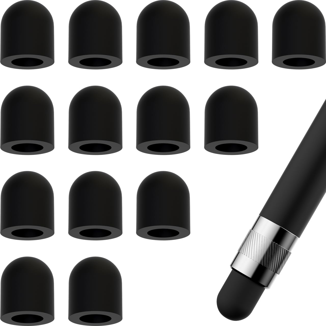 15pcs Stylus Tips Rubber: Soft No Scratches, Sensitivity and Precision Stylus Pen Tips for Touch Screen - Outer Diameter 6mm, Inner Diameter 3.6mm
