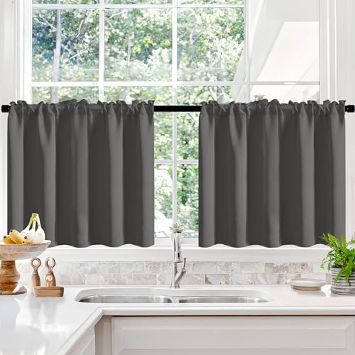 Deconovo Short Blackout Curtains Panels for Bathroom/Kitchen - Thermal Insulated