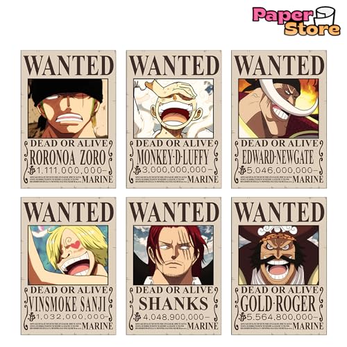 Thepaper9store One Piece Wanted posters|Set of 21 one piece Bounty posters for wall|Self Adhesive|8.3×12 Inches|Anime Posters For Room|(Post Wano Bounties) (Post-Timeskip)