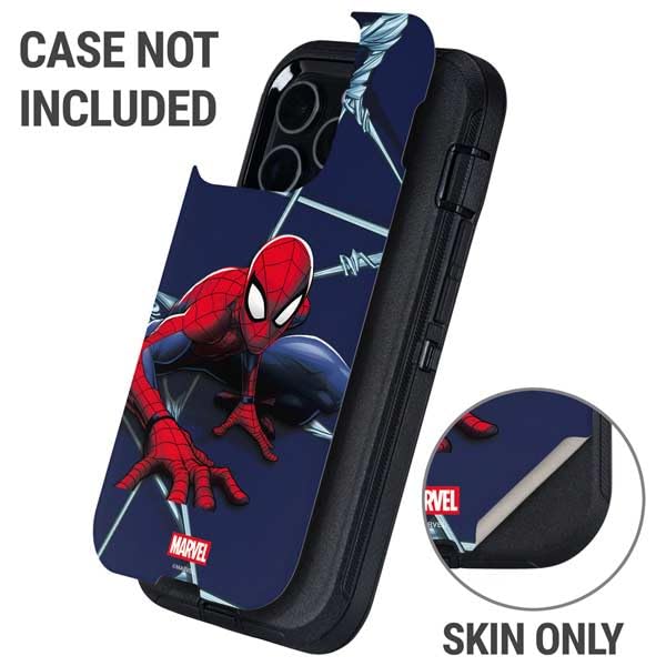 Skinit Decal Phone Skin Compatible with OtterBox Defender iPhone 13 Pro Max - Officially Licensed Marvel Spiderman Crawling Spiderman Design