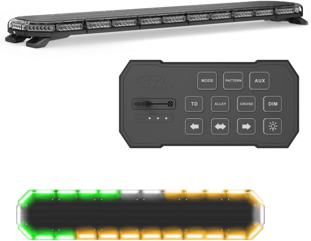 SpeedTech Lights K-Force 55 Full Size LED Light Bar – 156 LEDs, 468W Roof Mount Emergency Warning Strobe for Police, Fire, EMS, Tow Trucks, Plows, Wreckers (Amber/Clear)