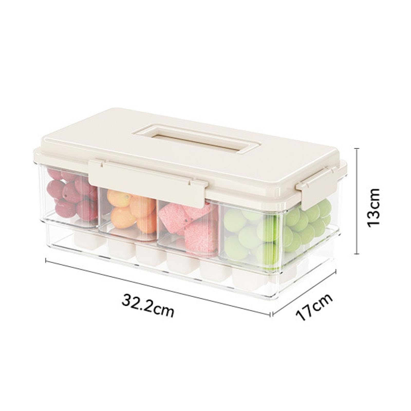 Plateau Rangement Portable pour Fruits secs, légumes et Noix, idéal pour Le Camping, Beige Blanc