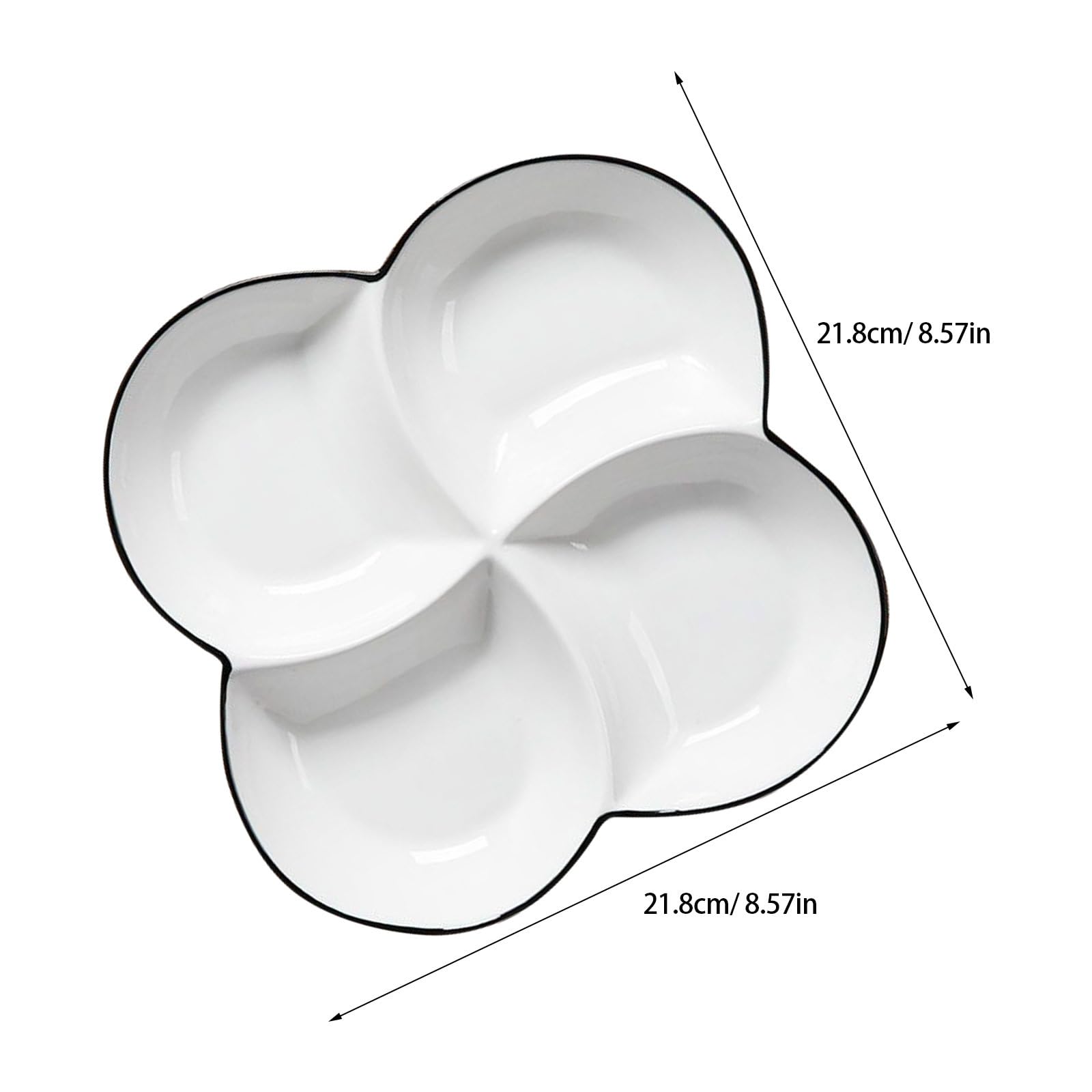 Kichvoe Plateau-repas compartimenté en céramique avec 4 compartiments, idéal pour les repas rapides et le contrôle des portions.