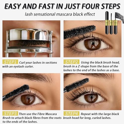 2-In-1 Smudge Proof Mascara With Essence Black Waterproof & Fibre Mascara Multifarious Effects-Mascara For Sensitive Eyes-Lash Princess Mascara-Sky High Mascara-Black Mascara Long Lashes-4D 5D Mascara - Image 5
