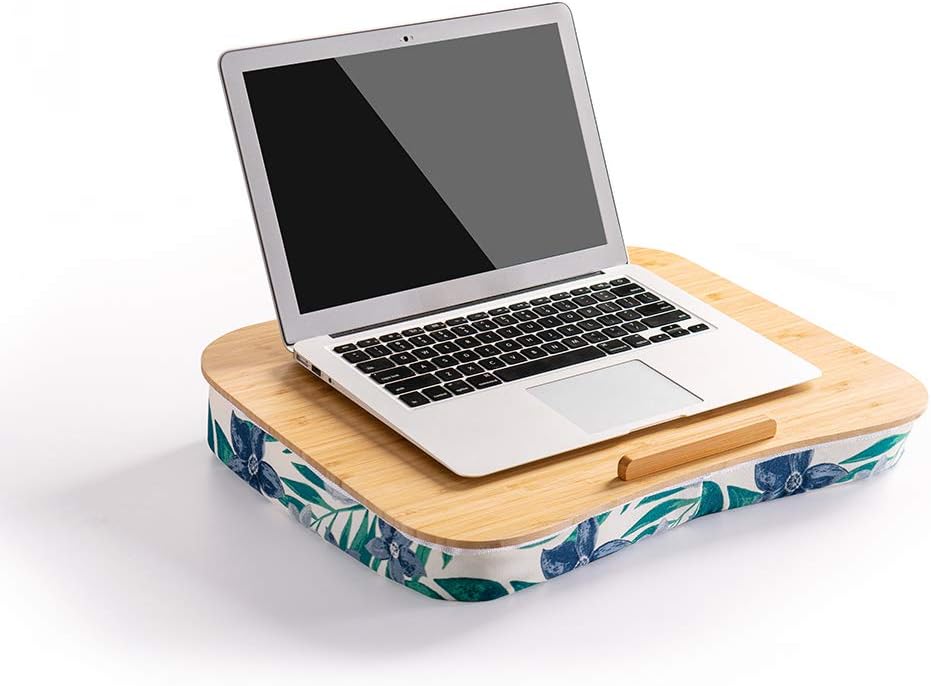 Uр Tо 40% оƒƒ Lap Desk with Phone Holder and Devide Ledge, Natural Bamboo Table, Fits 15.6 inch Laptops (18.5'' x 14.7'' Surface, Blue Flowers) Exсluѕіvе Lap Desk with Phone Holder and Devide Ledge, Natural Bamboo Table, Fits 15.6 inch Laptops (18.5'' x 14.7'' Surface, Blue Flowers)