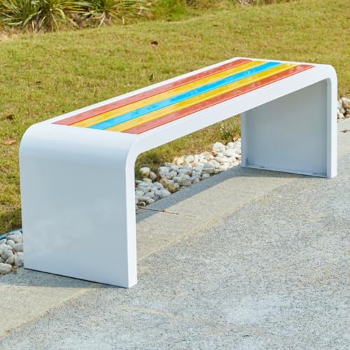 Banc de jardin extérieur à lattes blanc 100 cm facile à monter