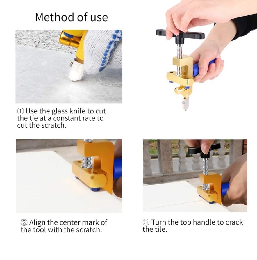 POCREATION Ceramic Cutter, Tile Cutter Tool Kit Hand 3~15mm Multifunctional Tile - Image 4