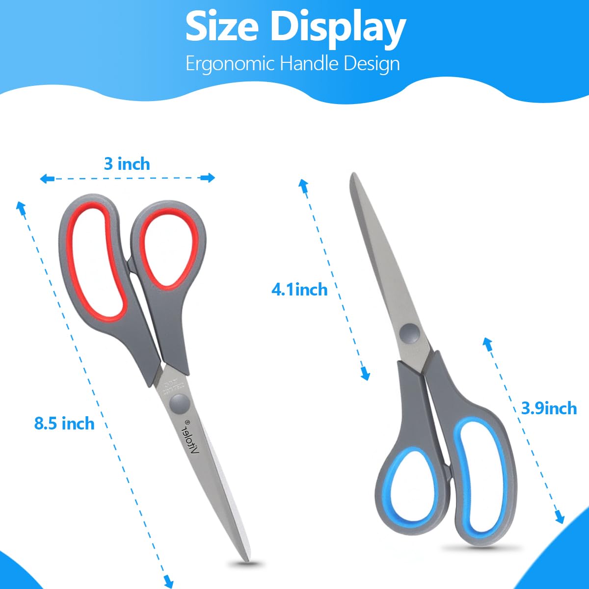 Vitoler Scissors Heavy Duty Bulk 3-Pack,scissors kitchen,Craft Super Office Desk Sewing Scissors for Fabric Cutting Gift Wrapping,Right/Left Handed