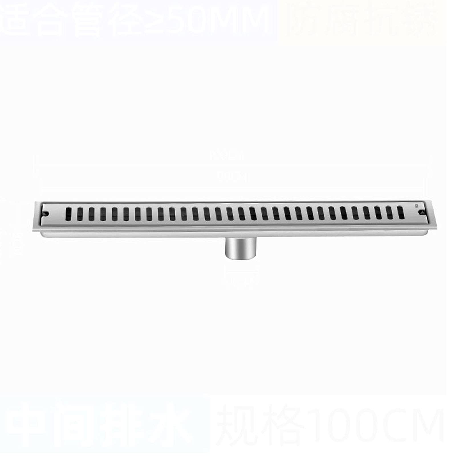 Edelstahl Duschrinne Bodenablauf 20-100cm kann auswählen Duschablauf Klassisches Geruchsverschluß Badablauf extra flach Ablaufdeckel für Badezimmer, WC, Garten, Outdoor (100cm)