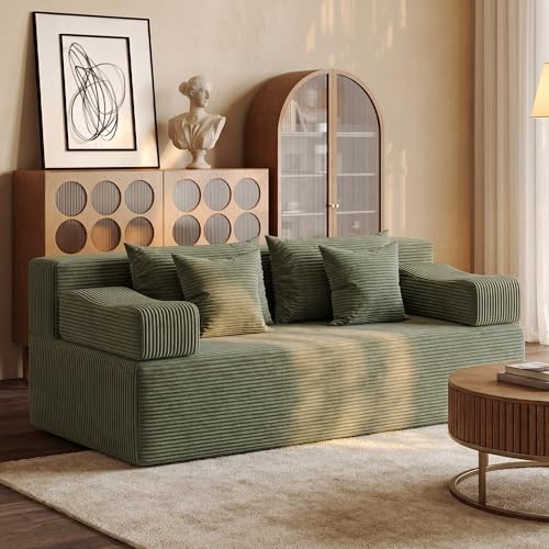 Image of MONVANE 70 inch Modular Sectional Sofa, Boneless Loveseat, Green | Boneless Couches for Living Room, No Assembly Required, Removable Armrests, High-density Resilient Foam
