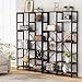 Tribesigns 7-Shelf Vintage Bookshelf, Industrial Staggered Etagere Bookcase, Wood and Metal Book Shelves Display Organizer for Home Office