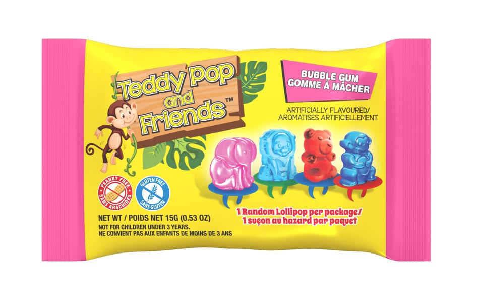 Teddy Pop and Friends Lollipops - Bubble Gum, Cotton Candy