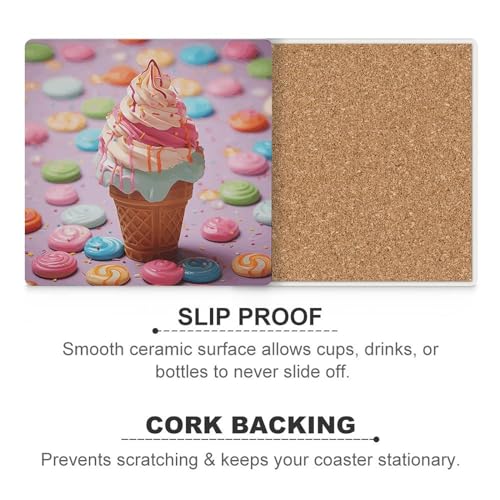 Sous-verres céramique carrés imprimés protection table cuisine bar