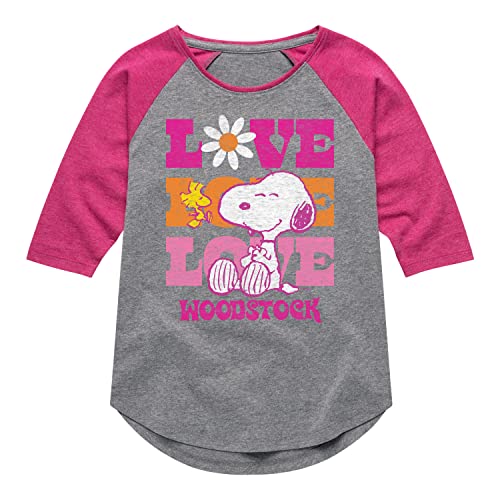 HYBRID APPAREL - Peanuts - Love Woodstock - Toddler & Youth Girls Raglan Graphic T-Shirt