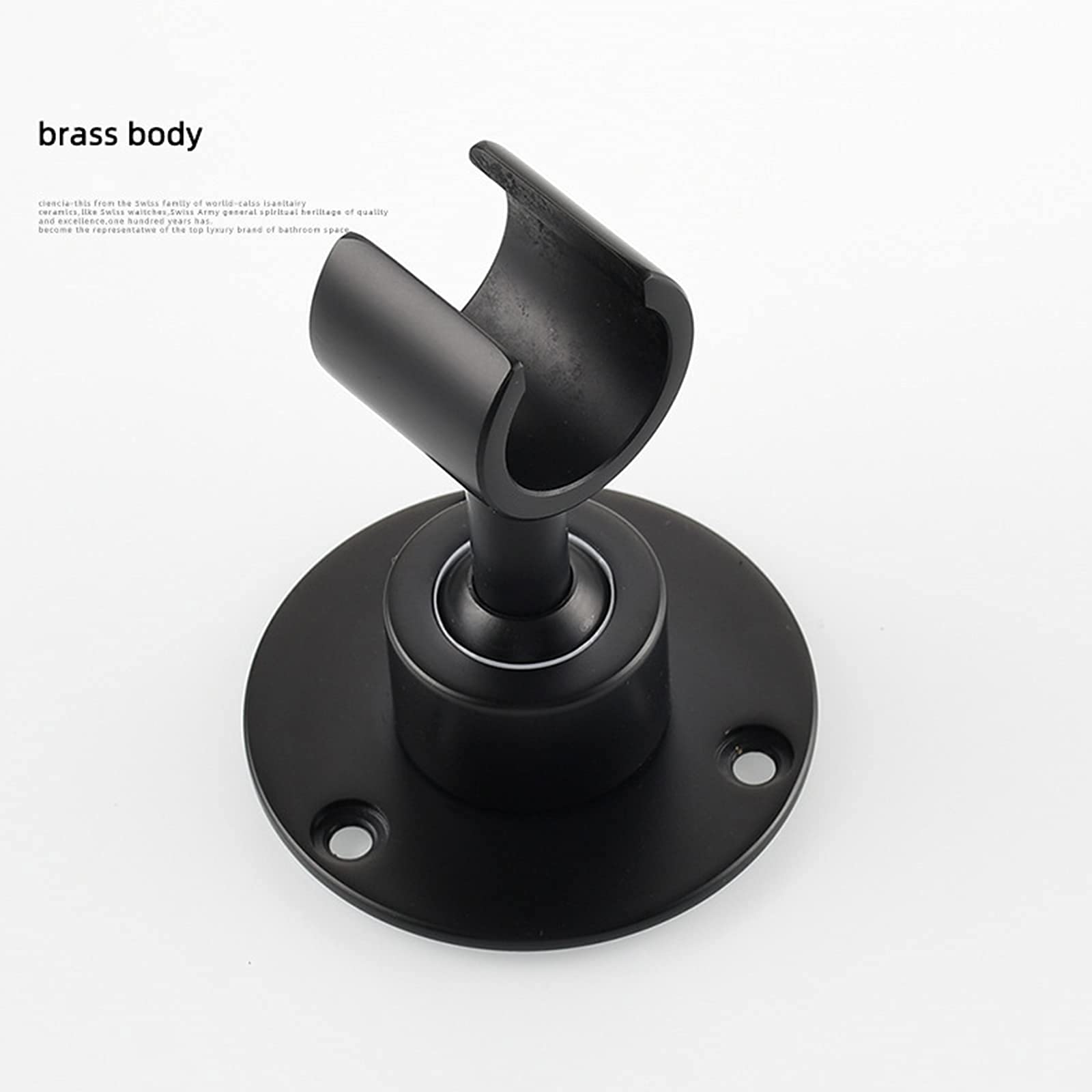 AKAZI Duschkopfhalter Messing Stanzfreie Handbrausehalterung 360 ° drehbare Brausehalterung Wandmontage runder Brausehalter, Chrom (Chrome) (Schwarz)