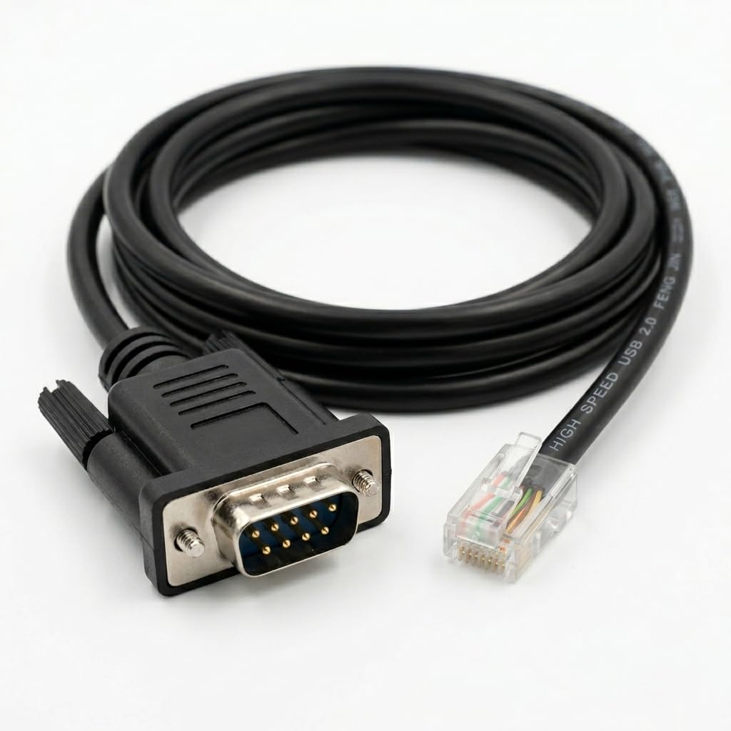 DB9 Male to RJ11/RJ45 Cable for Siemens S7-200 PLC & Delta Inverter, 1.8m Communication Line (DB9 Male to RJ11)