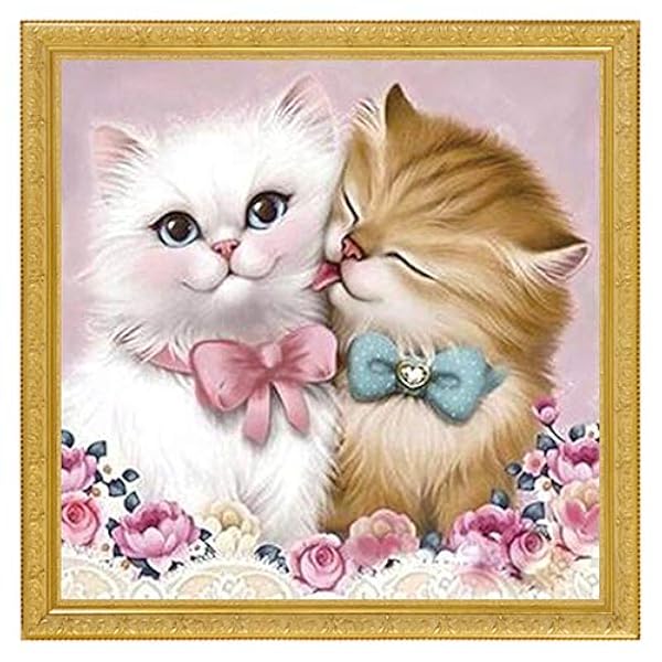 maozzi DIY 3D Diamond Ricamo Coppia Gattino Mosaico Disegni Rose Lovers Animal Wedding Beading Kit Da Ricamo ( Color : 50x50cm )