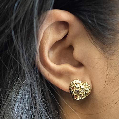 10k Yellow Gold Heart Nugget Stud Earrings (0.53" x 0.57")2