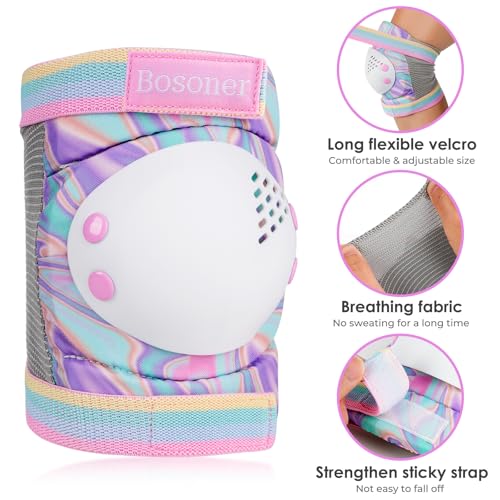 BOSONER Knieschoner Kinder Schoner Inliner: Protektoren Knieschützer Kinder Knie und Ellenbogenschützer Schutzausrüstung Schützer für Skates Scooter Fahrrad Rollschuhe