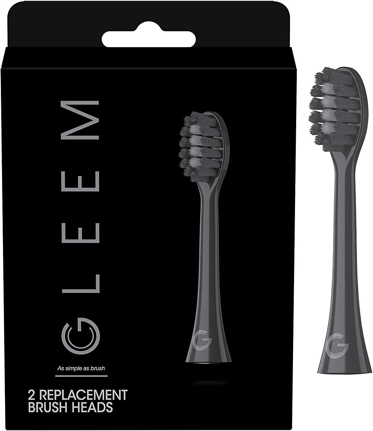 GLEEM Toothbrush Replacement Brush Heads Refill, Black, 2