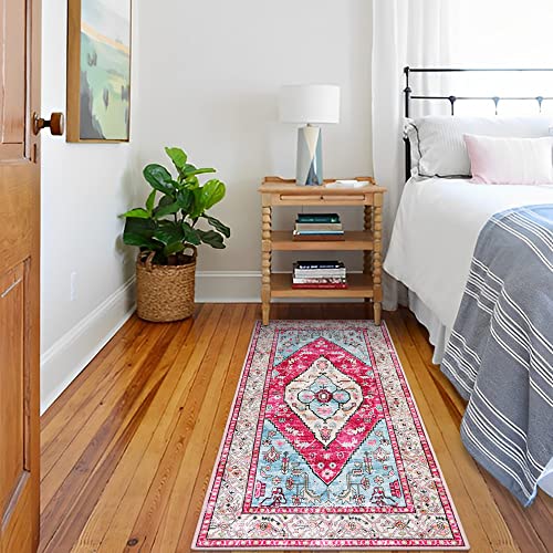 Lahome Persian Design Washable Pink Runner Rug #TOP30