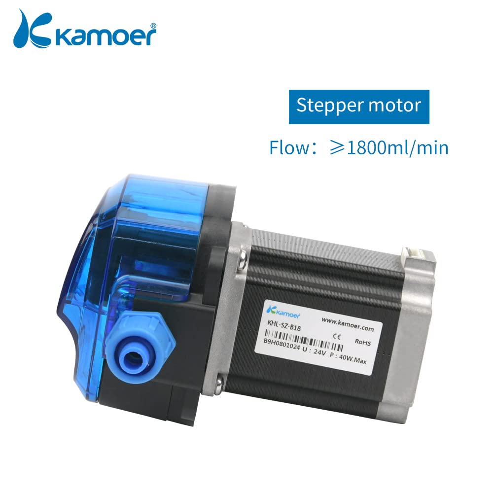 Bomba peristáltica Kamoer de alto caudal de 24 V, bomba de dosificación automática de flujo ajustable con motor paso a paso de alta precisión (KHL, tubo de silicona 7,9 × 12,7 mm, 0 ~ 1800 ml/min)
