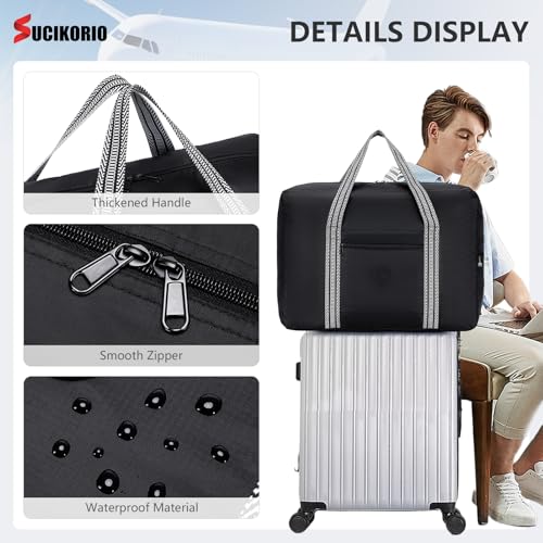 SUCIKORIO 55x40x23 Lufthansa Handgepäck Tasche für Flugzeug, 50L Wasserdicht Faltbare Reisetasche Handgepäcktasche Leicht Groß Carry On Cabin Luggage für Reisen, Gym, Weekender