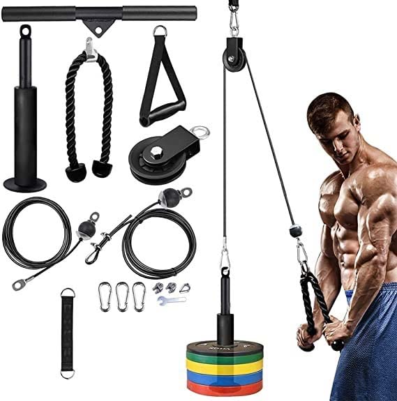IRIS Cable Pulley System for Exercise, Upgraded DIY Fitness Pulley Cable Machine Attachments for Triceps LAT Pulldown, Biceps Curl, Forearm, Shoulder - Home Gym Pulley System Equipment-image-16