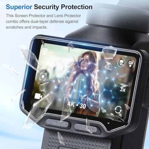 Image of M.G.R.J Tempered Glass Screen Protector for Insta360 Luna Ultra Gimbal Camera (Set of (2) Screen Tempered Glass & (2) Lens Protector) (Transparent)