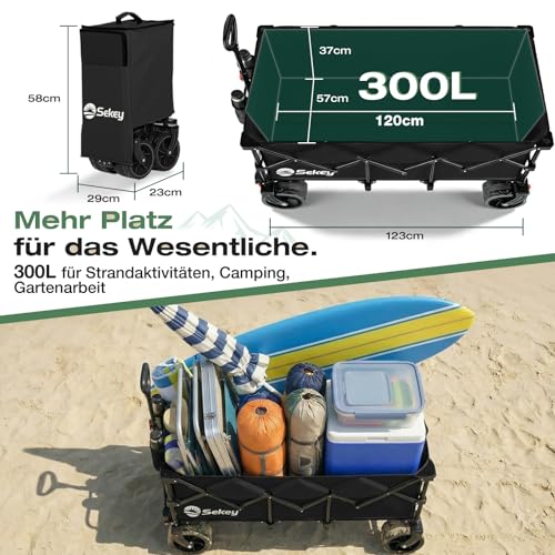 Sekey XXXL Bollerwagen Faltbar 300L | Bis 150KG Belastbar - 6