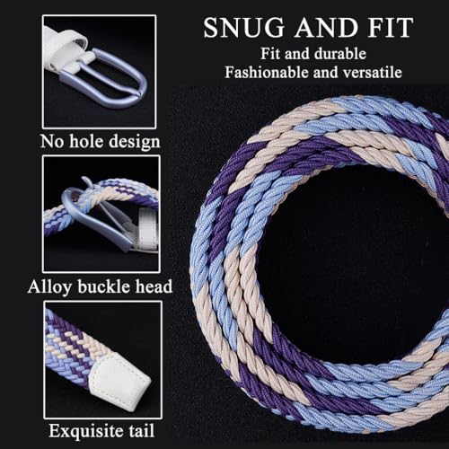 Braided Stretch Belt for Men and Women Multicolored Woven Golf Belt Elastic Jean Belts Casual Work Belts,A,100CM/39.4''4
