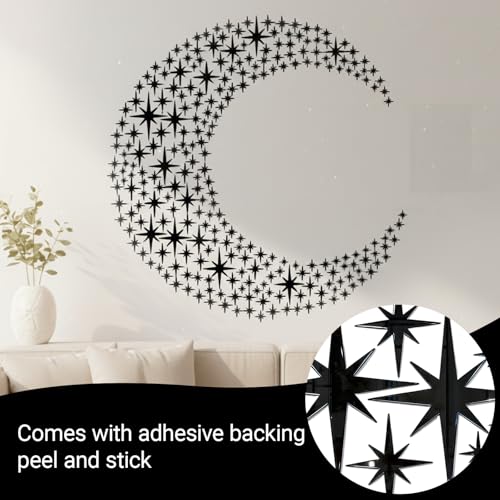 Set de 42 adhesivos de pared en forma de estrella negro miniatura 5
