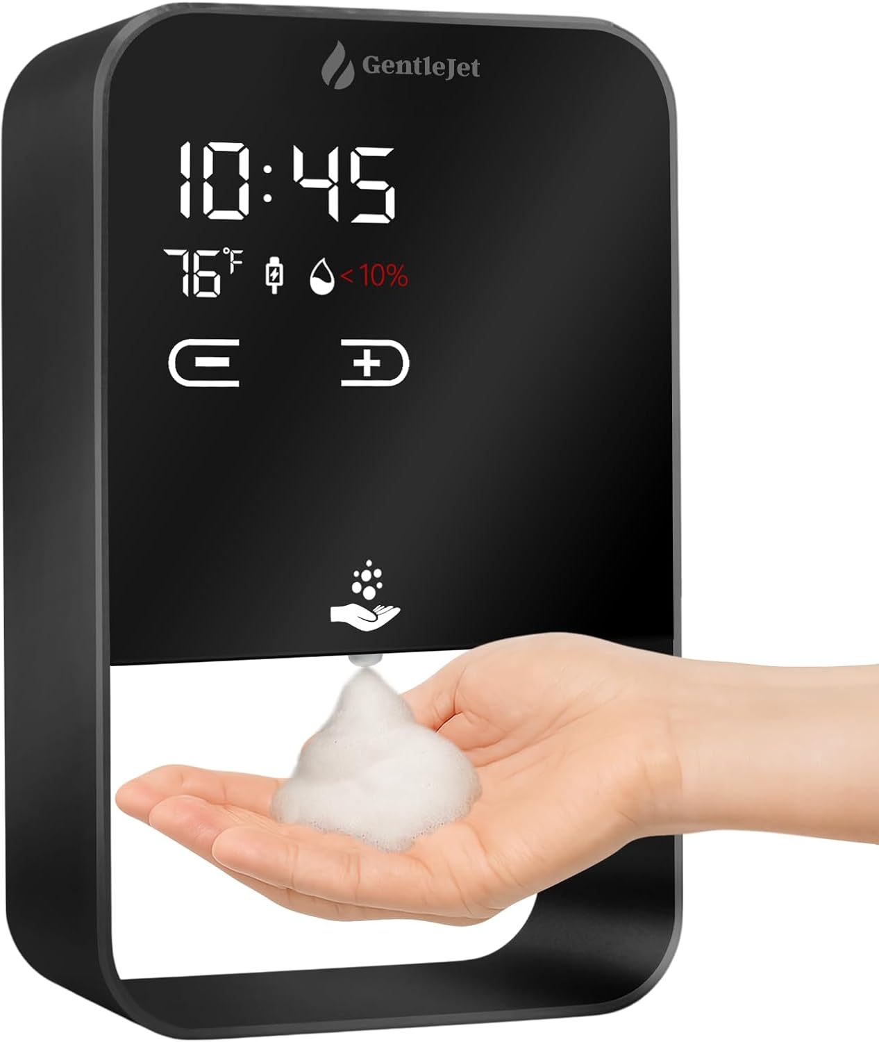 EliteJet Automatic Foaming Soap Dispenser Touchless - USB-C or Battery Powered, Aluminum Alloy Body, Wall Mount or Countertop, Digital Display, 5 Adjustable Foam Levels, 16.2 oz