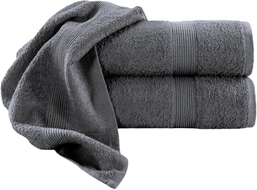 Image of Diamond Tex Extra Large Bath Sheet - 100% Egyptian Cotton Ring Spun Bath Sheets Towels - Super Soft Highly Absorbent 600 GSM Quick Dry Bath Sheet (Charcoal, Pack of 2, 100 x 200 cm)