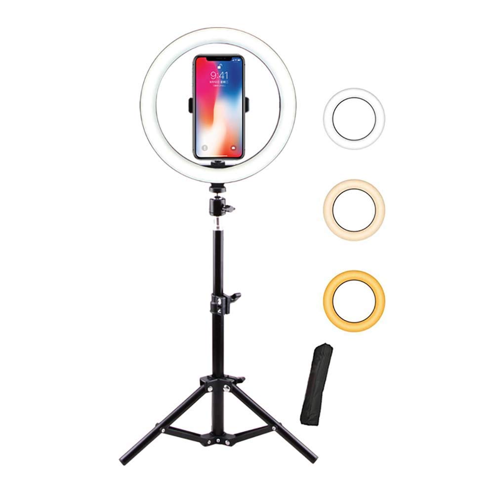 Anello Luminoso da 10 Pollici con Supporto per treppiede da 19 Pollici Luci circolari a LED con Supporto per Telefono per Trucco in Live Streaming Video Youtube Tiktok, Compatibile con Tutti i telef
