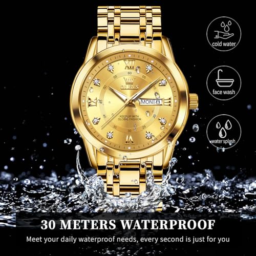 Image of OLEVS Watches for Men Business Diamond Easy Read Men's Wristwatch Analog Luxury Date Stainless Steel Waterproof Luminous Dress Mens Watches